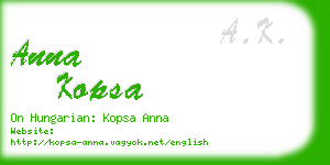 anna kopsa business card